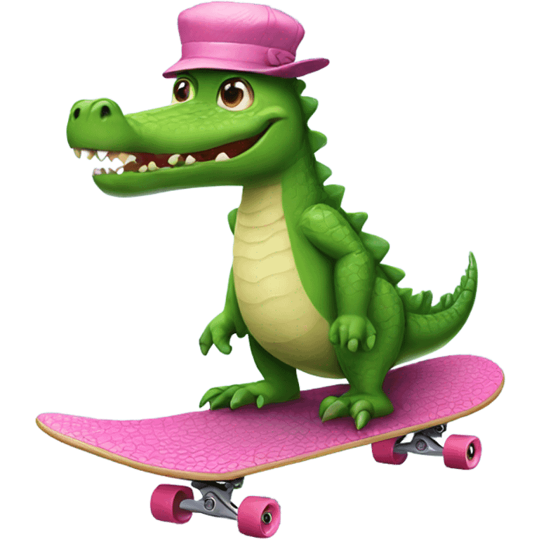 Crocodile wearing tutu on skateboard emoji