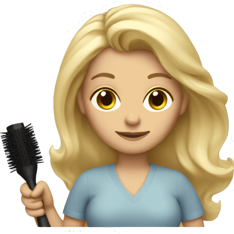 Blonde haired woman with blow dryer and brush in hands  emoji