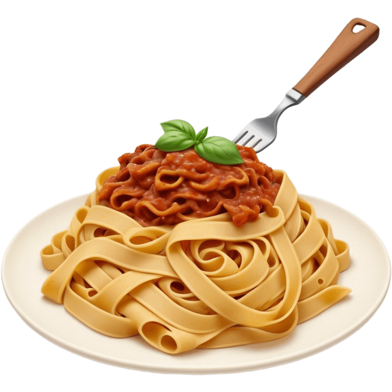 Cinematic Realistic Tagliatelle al Rag√π Dish Emoji, showcasing hand‚Äêcut pasta enveloped in a rich, slow‚Äêcooked meat sauce rendered with detailed textures and hearty, inviting lighting. emoji