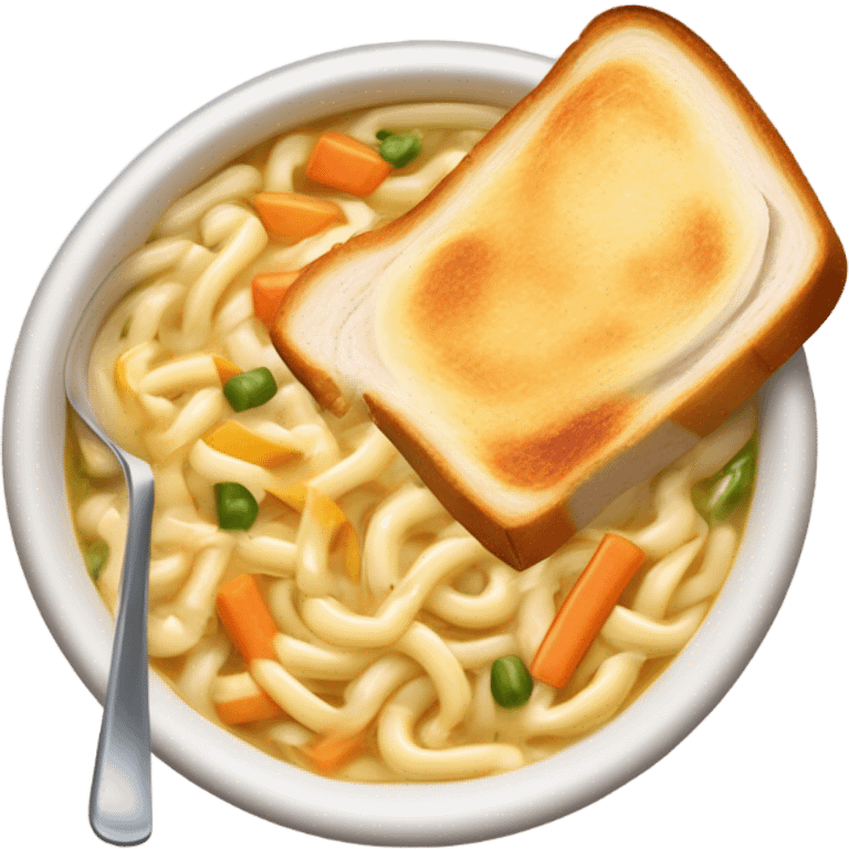 Chicken noodle soup with grilled cheese emoji