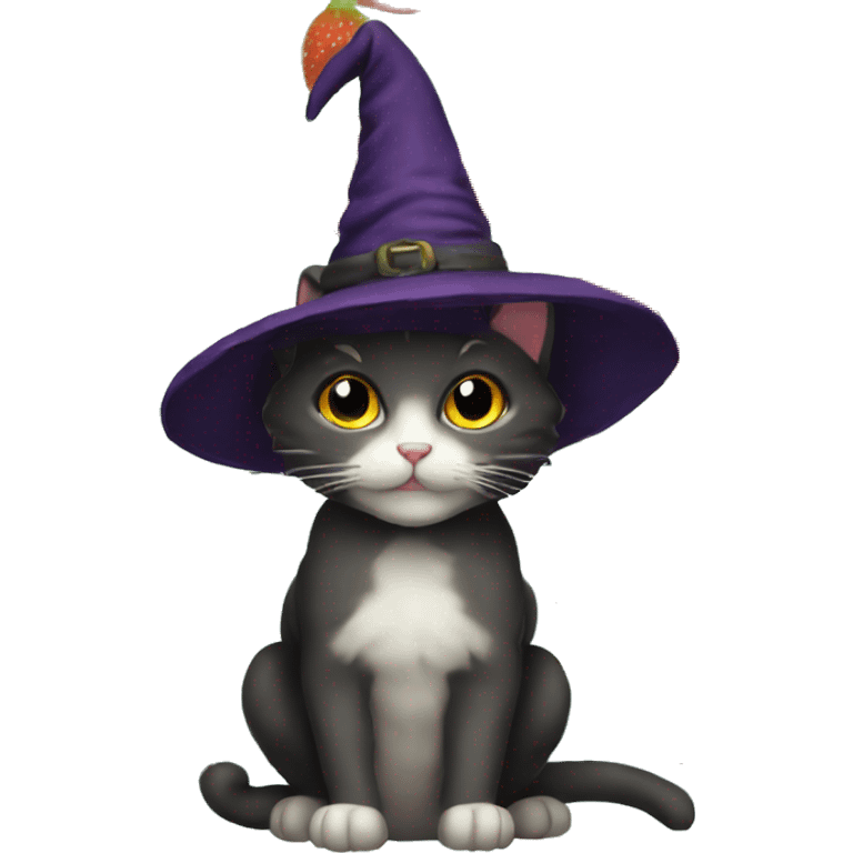 cat witch strawberry cap emoji