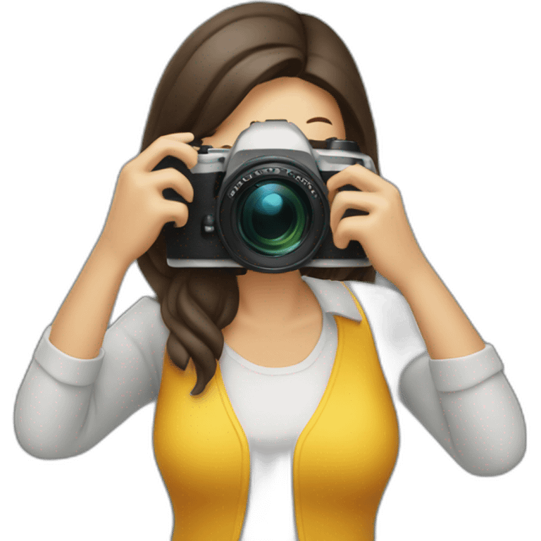 woman photographer camera covering face emoji