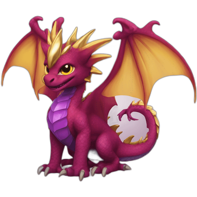 burgundy dragon with gold wings one amethyst eye and a citrin other emoji