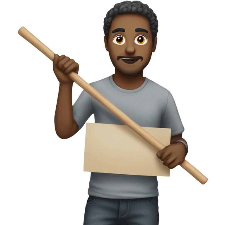 man holding placard on stick emoji