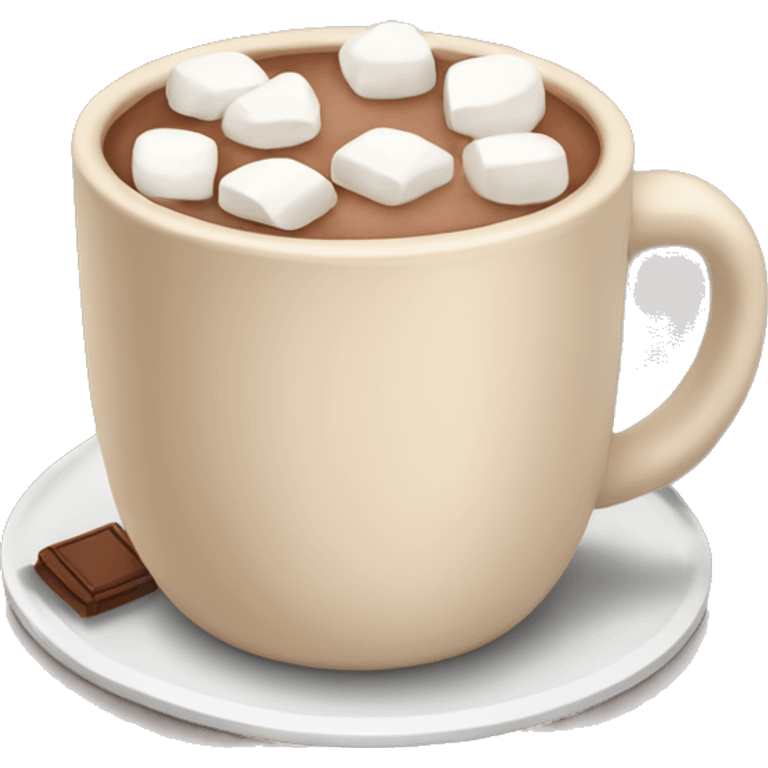 Beige mug of hot cocoa with marshmallows emoji