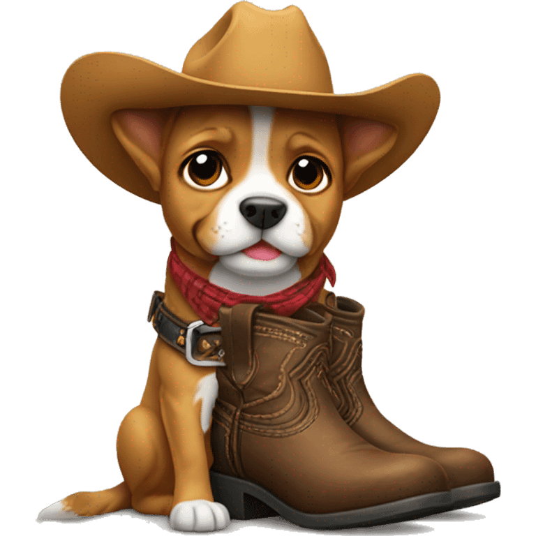 Dog with cowboy boots emoji