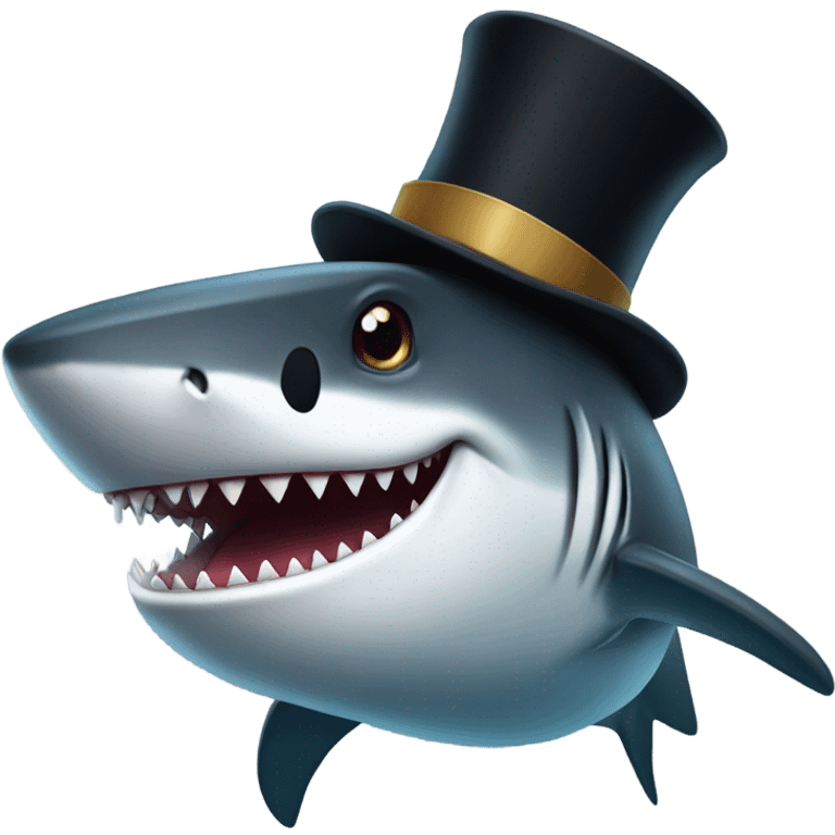 Shark with a top hat emoji