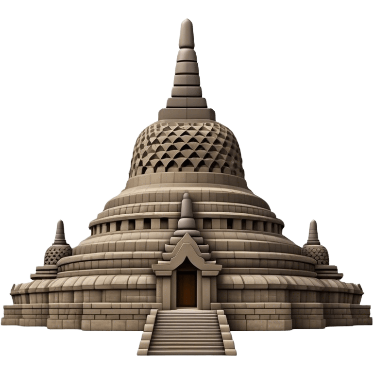 Cinematic Realistic Borobudur Landmark Emoji, showcasing the majestic ancient Buddhist temple rendered with intricate textures and serene, historic lighting. emoji