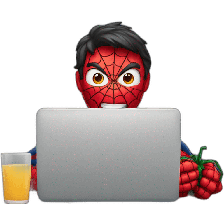 Homem aranha mexendo no computador emoji