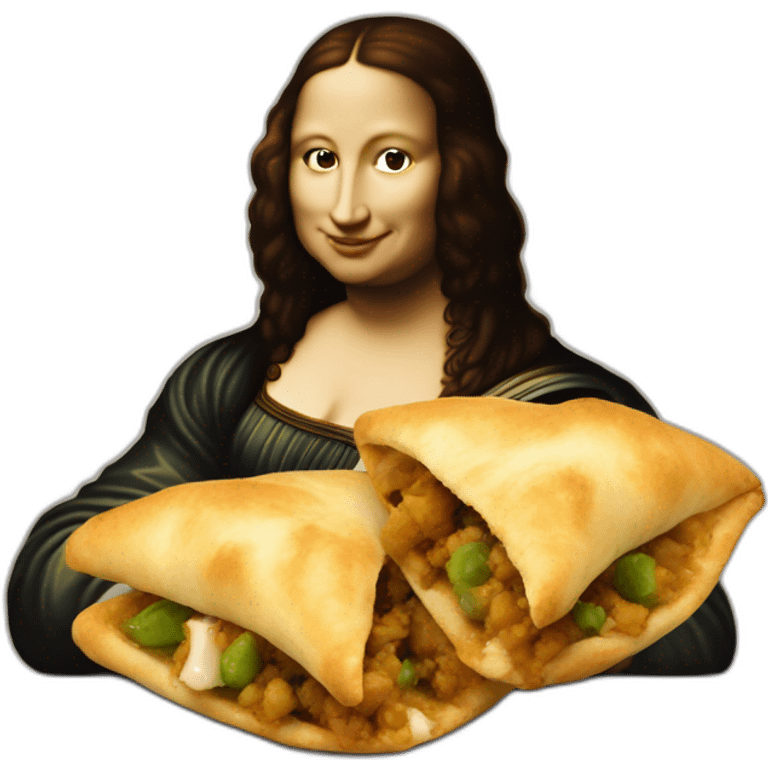 Mona Lisa eating samosa emoji