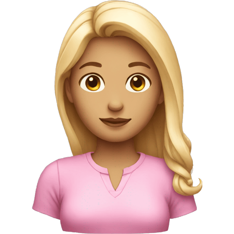 pink shirt girl side part emoji