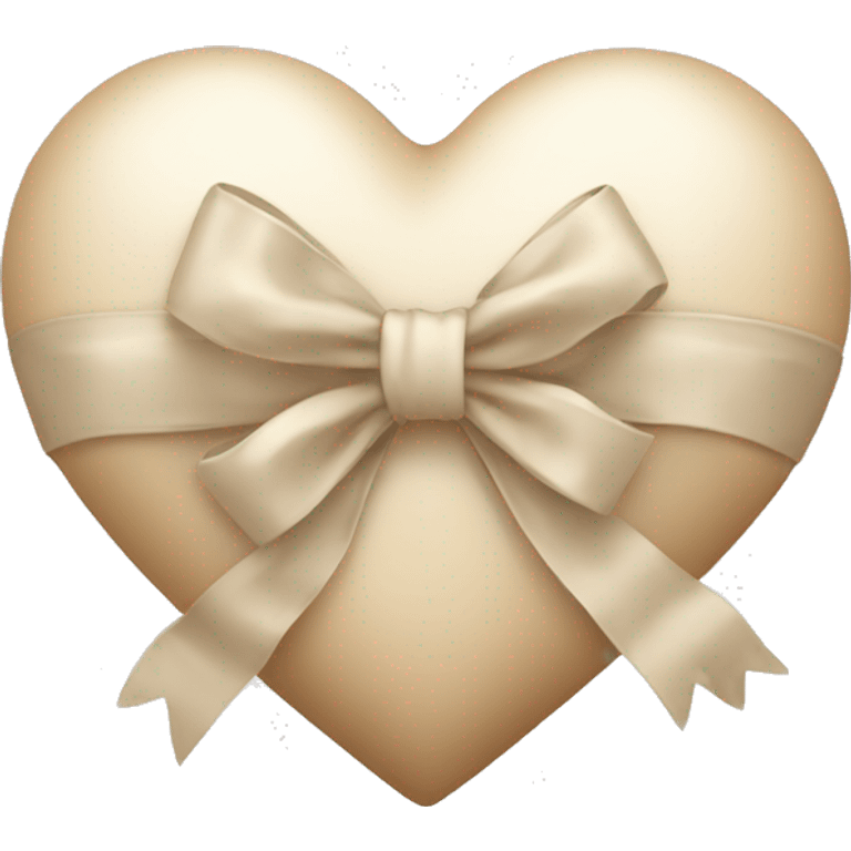 Beige heart with bow white emoji