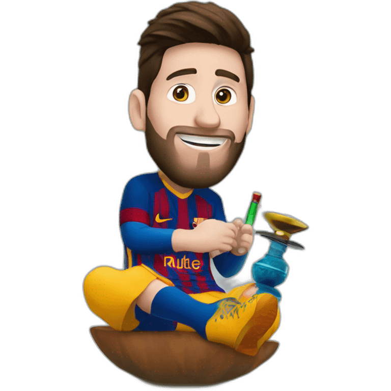 messi with a shisha in a foggy enviroment emoji