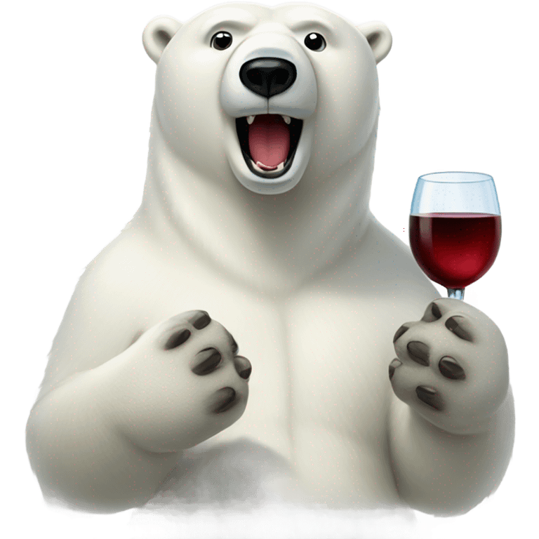 polar bear with wine emoji