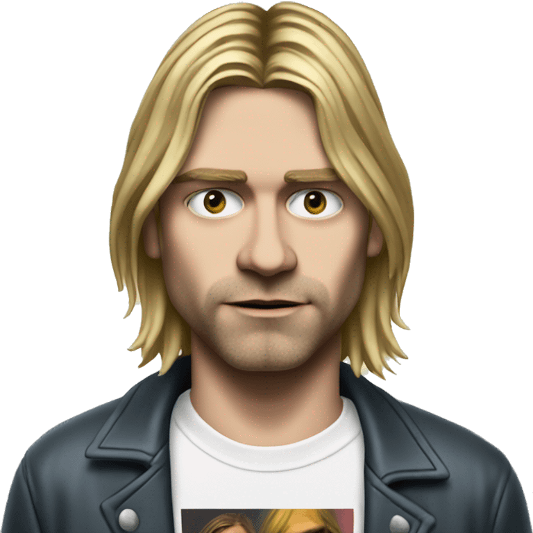 Realistic Kurt Cobain wearing nirvana T-shirt lapels  emoji