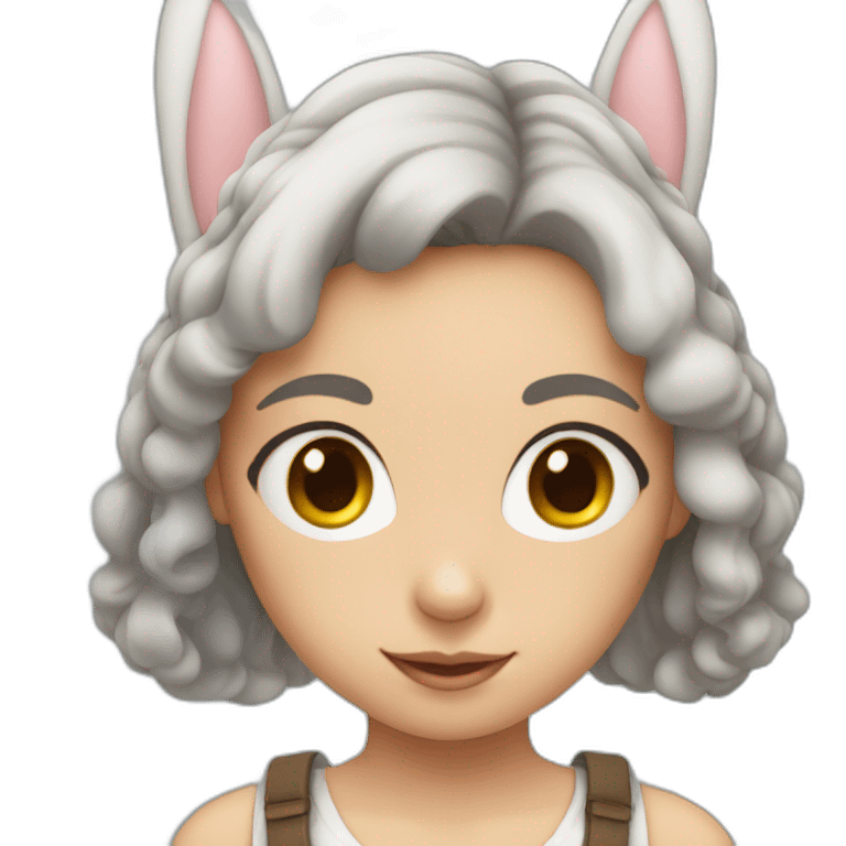 European girl with bunny ears emoji