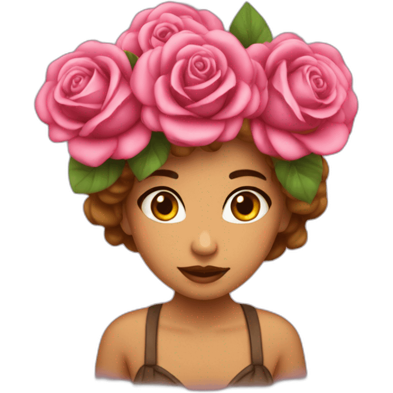 Chica con ramo de rosas emoji