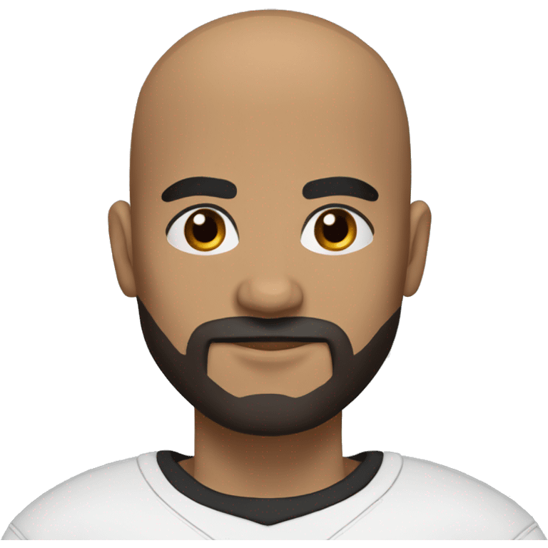 Bald football player with a black beard, dark brown eyes, black sports T-shirt emoji