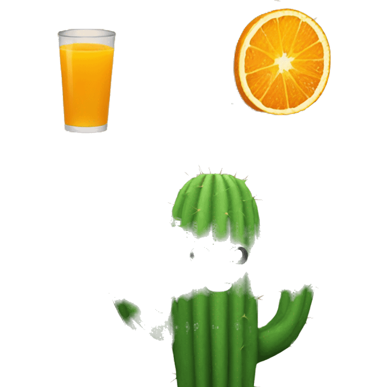 A cactus drinking Orange juice emoji