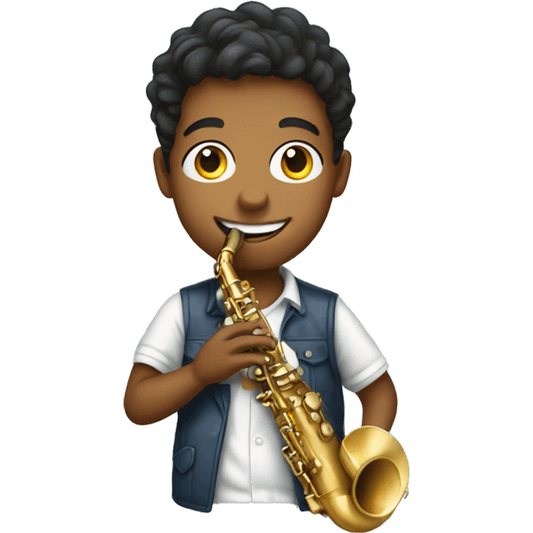 smiling boy playing saxophone  emoji