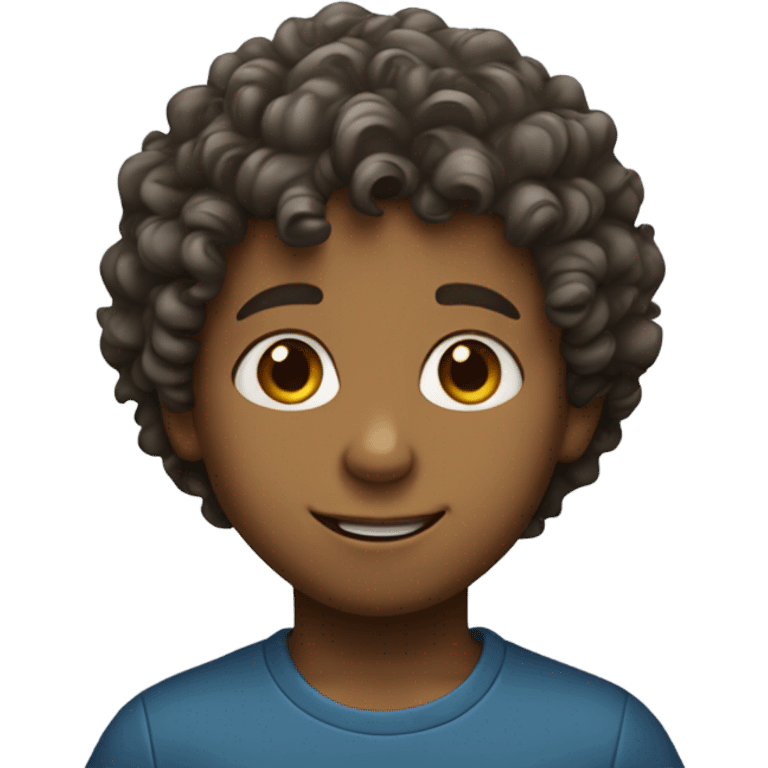 Little boy with curly hair playing  emoji