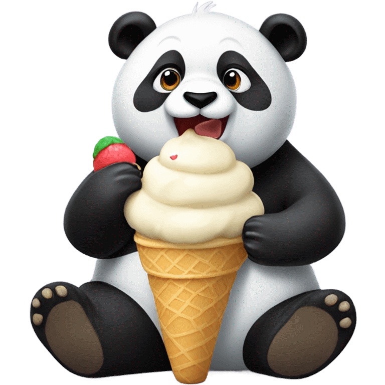 Panda eating ice cream emoji