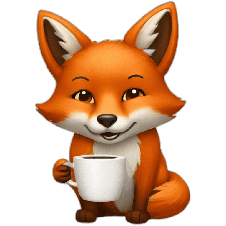 Fox drinking a coffee emoji