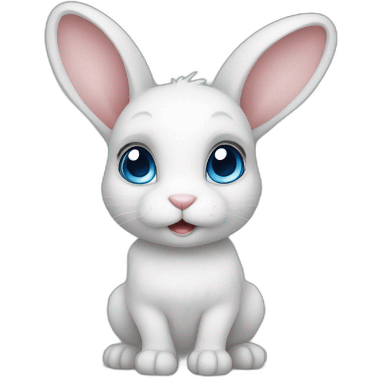 A cute small bunny with short ears and blue-grey eyes emoji