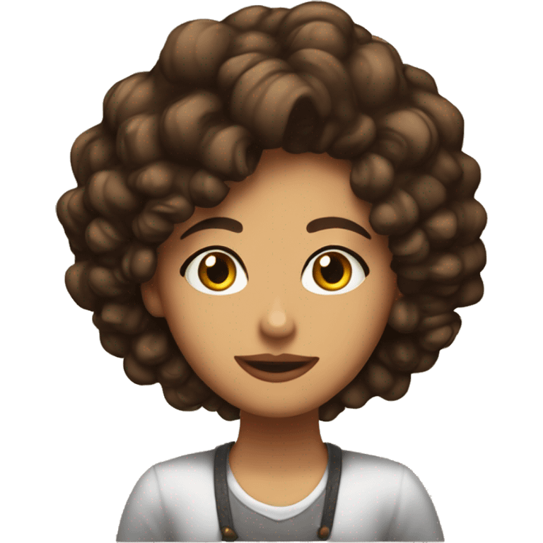 Chica morena pelo rizado ojos cafe emoji