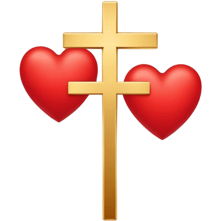 Two red heart outlines united by a gold cross  emoji