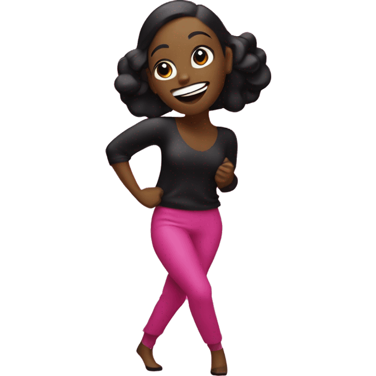 Dancing speech bubble dots pink , with black woman animated gif emoji