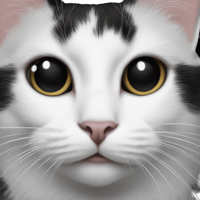 black and white cat with black smudge on lip  emoji