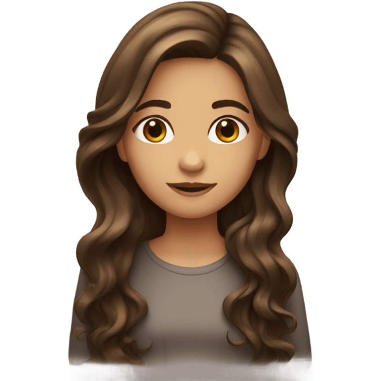 Girl with long wavy brown hair  emoji