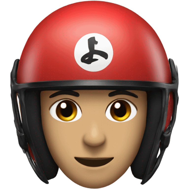 Red helmet with black and white g logo on the side  emoji