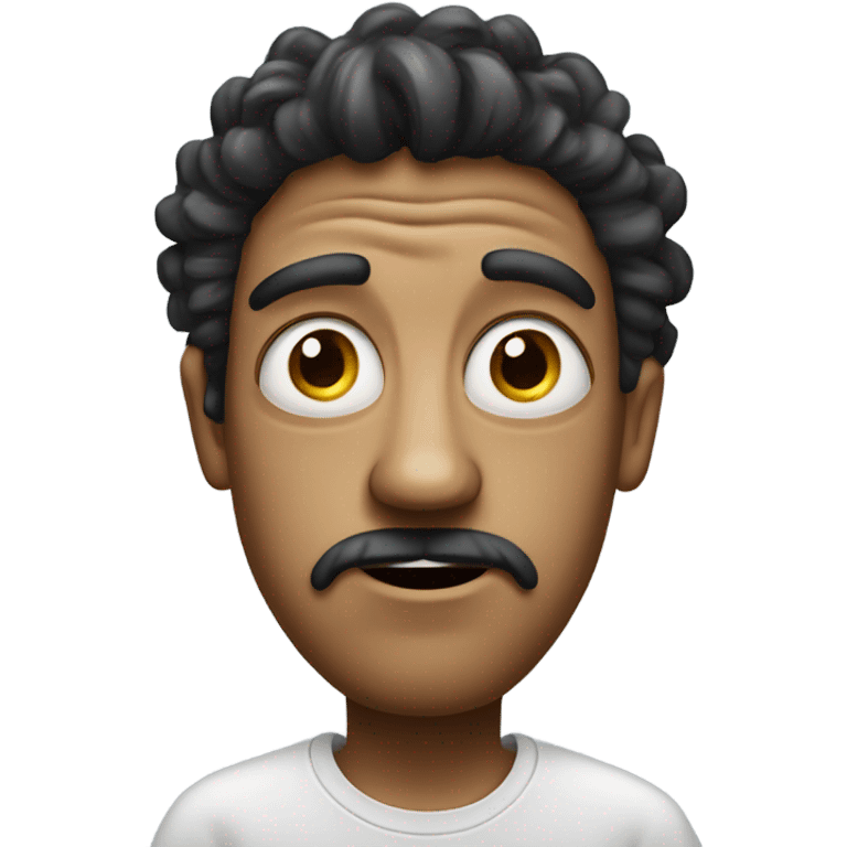 Guy with weird eyes with droopy eyes and droopy face and wild crazy hair  emoji