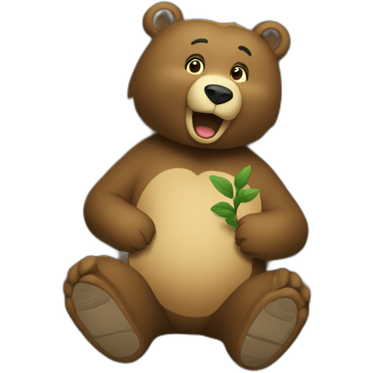 A bear proposes to a tree emoji