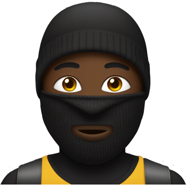 Dark skin in ski mask emoji