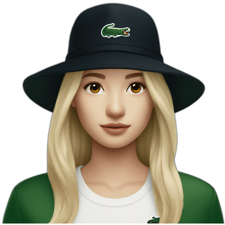 Lacoste bag girl with black lacoste hat emoji