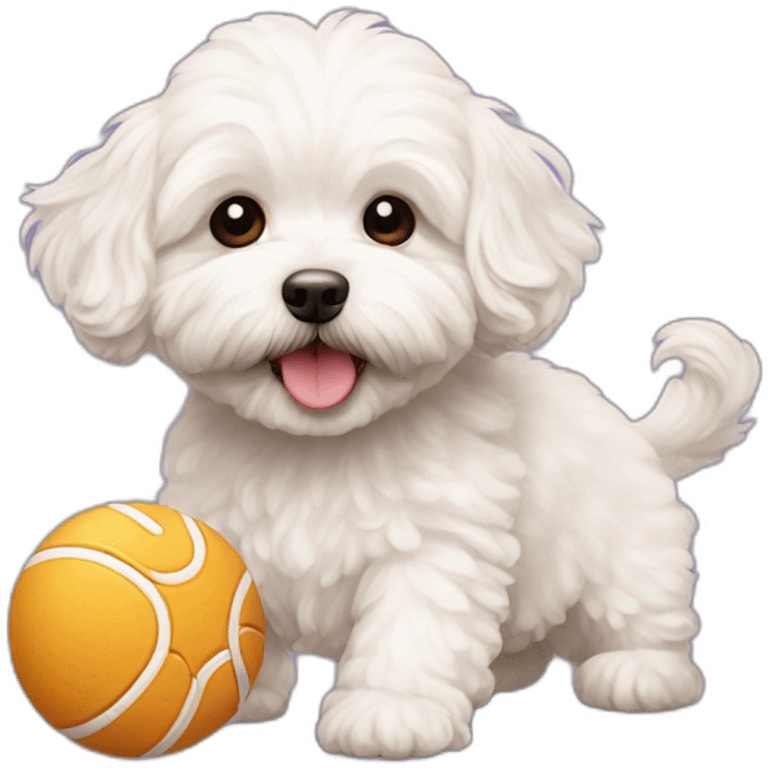 Maltipoo playing with ball emoji