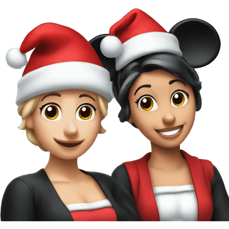 Minnie mouse with Santa hat emoji