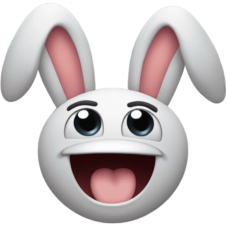 An expressive face making a mocking gesture, with the tongue sticking out and hands raised on both sides of the head, fingers wiggling as if imitating bunny ears or making a playful grimace. emoji