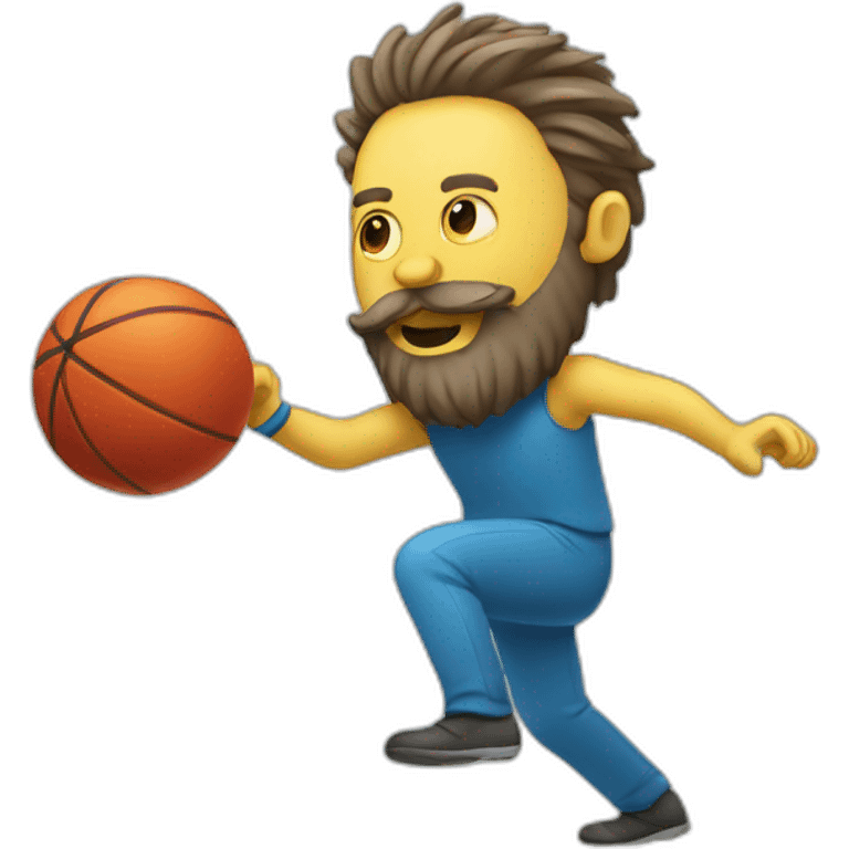 man with beard kicking virus as ball emoji