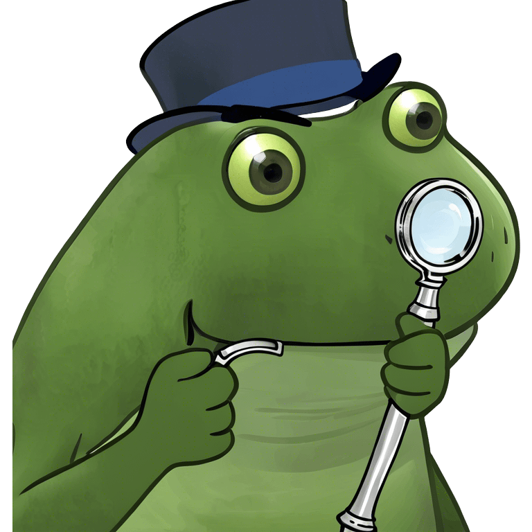 holding up a magnifying glass, wearing a tophat emoji