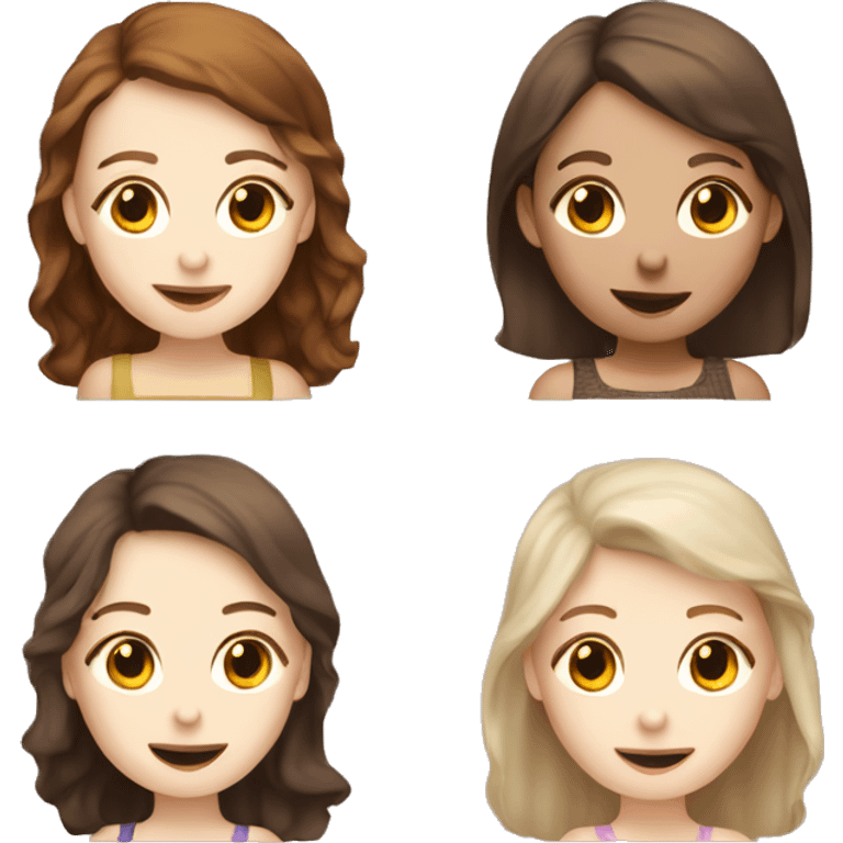 3 pale skinned girls with brown hair at happy hour emoji