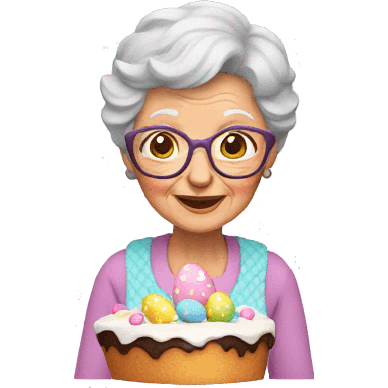 Granny with Easter cake emoji