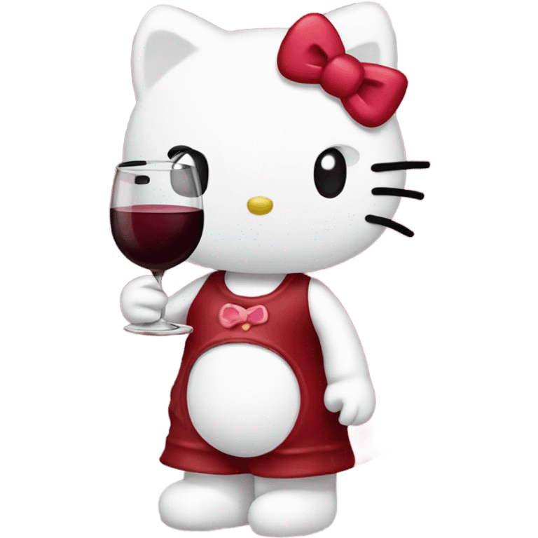 Hello Kitty drinking red wine emoji