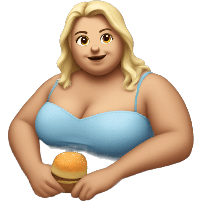 Extremely chubby woman in the truck bed of a 2006 Chevy sliverado  emoji