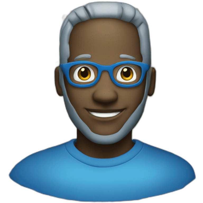 Blue old school avatar logo, all blue, blue circles, 1990s web avatar emoji