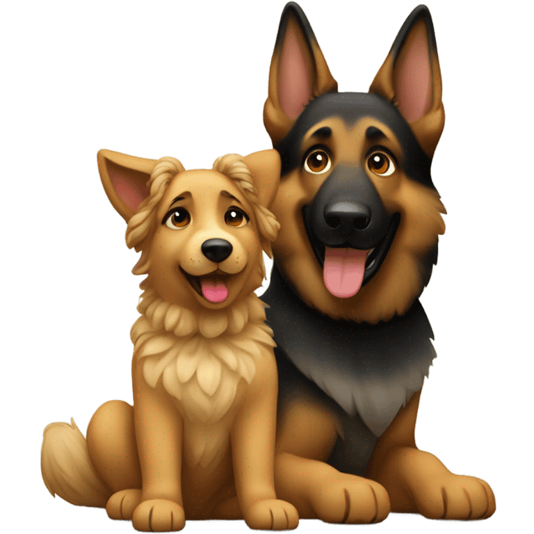 a german shepard with a curly girl emoji