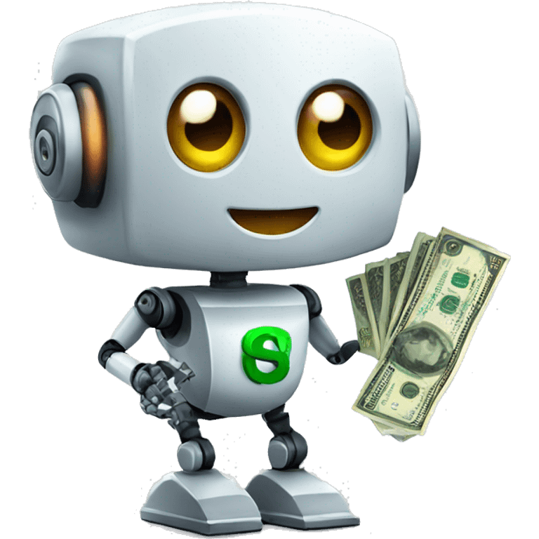 Cute robot with money emoji